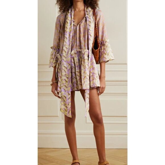 NWOT Yvonne S Linen ANGELICA MINI DRESS, Med $695 - Picture 2 of 11